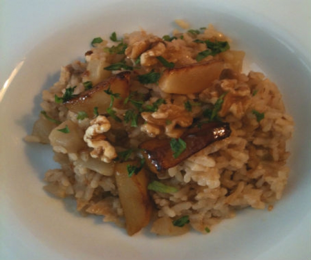 Arroz con peras y nueces